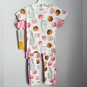 Carter's Milk and Cookies Kids Pajamas - White and Pink